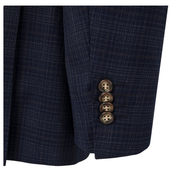 Bresciani Navy Fashion Check Suit Modern Fit B-756