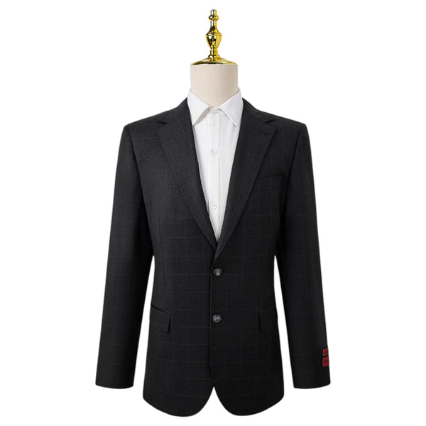 Bresciani Grey Windowpane Suit Modern Fit  B-758