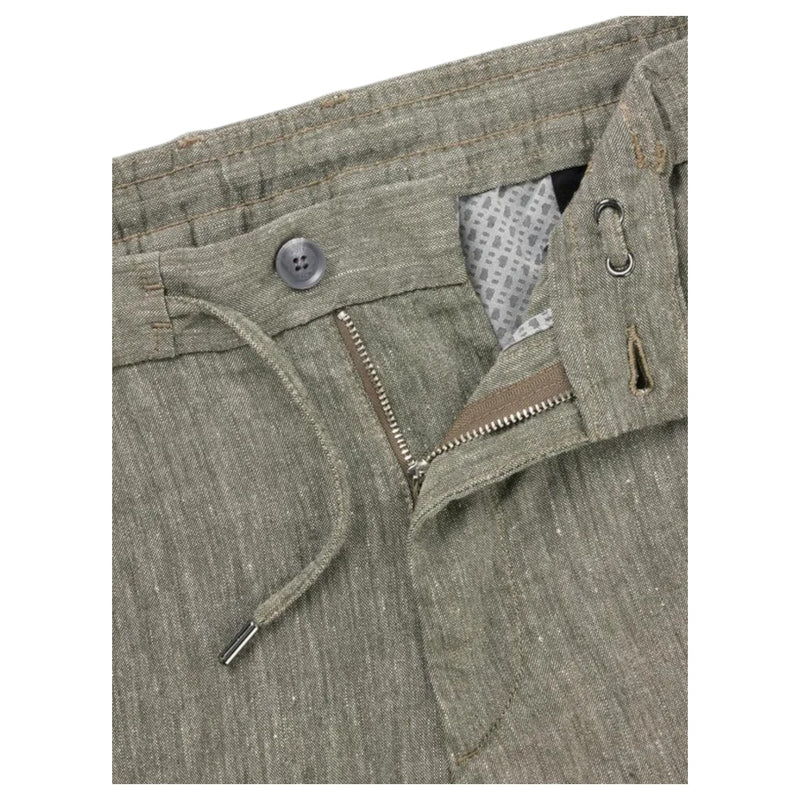 BOSS Casual Trousers In Linen In Dark Olive  50540480 302