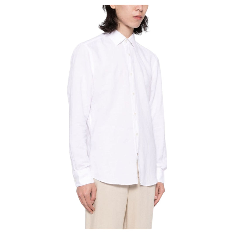 Boss Long Sleeve Linen/Cotton Shirt White  50513661-100