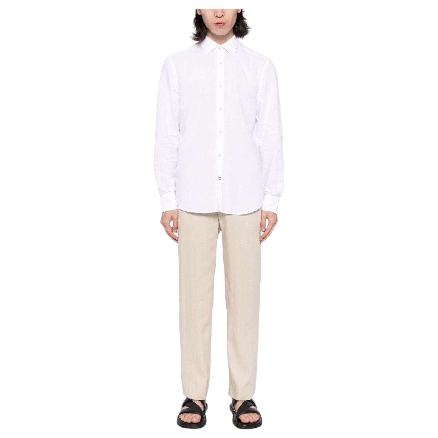 Boss Long Sleeve Linen/Cotton Shirt White 50513661-100 – J&Z