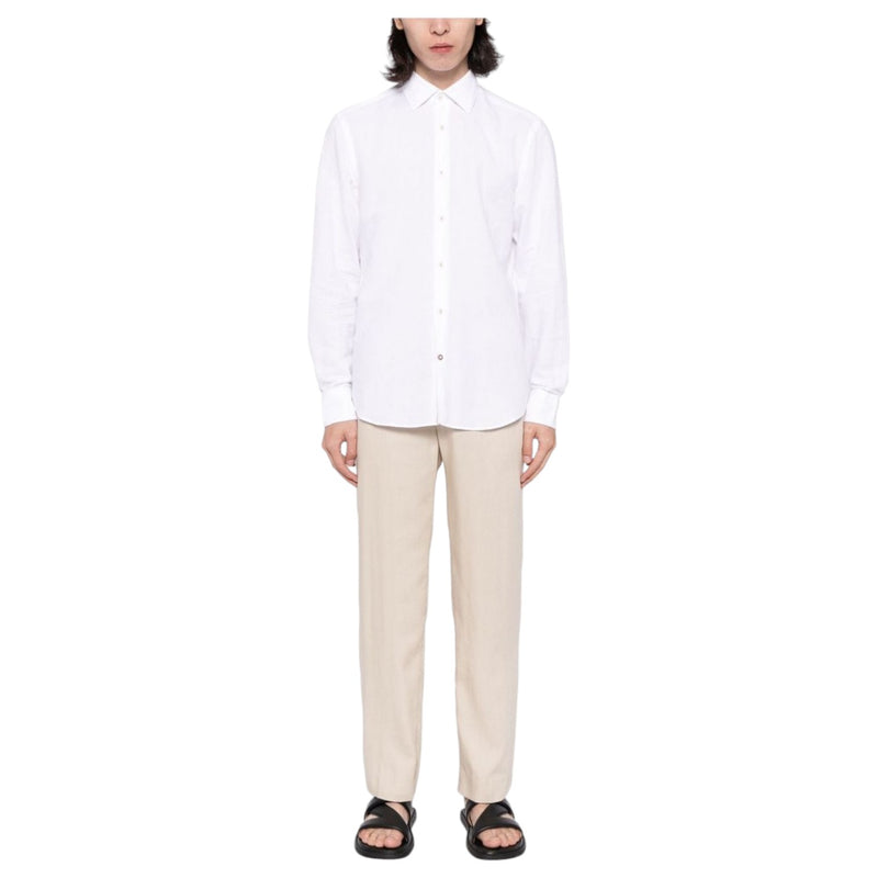 Boss Long Sleeve Linen/Cotton Shirt White  50513661-100