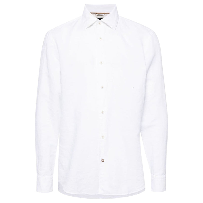 Boss Long Sleeve Linen/Cotton Shirt White  50513661-100