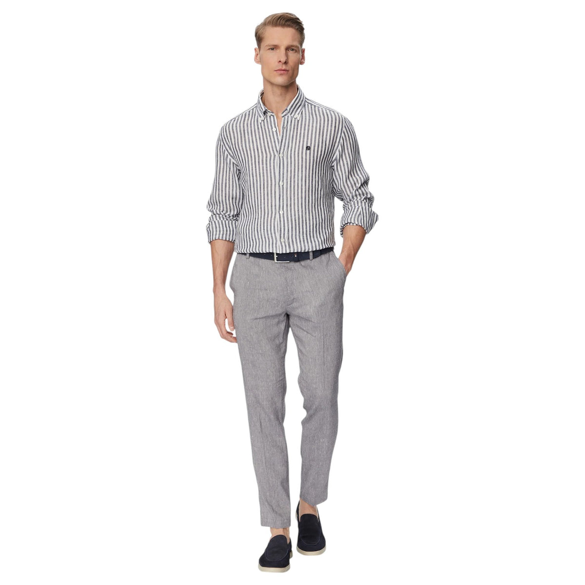 BOSS Modern-Fit Trousers In a Linen Blend  50557859