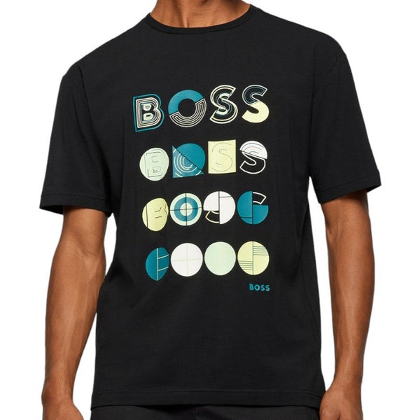 ★Hugo Boss★ Logo Graphic Regular Fit T-Shirt 50467075100 HUGO - Stretch-cotton T-shirt with graphic logo print - Black