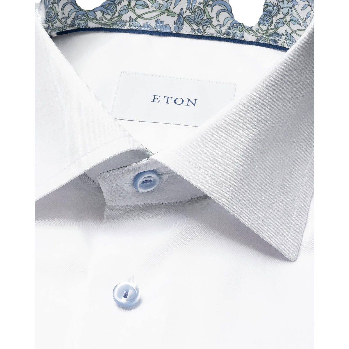 Eton White Floral Effect Signature Twill Shirt