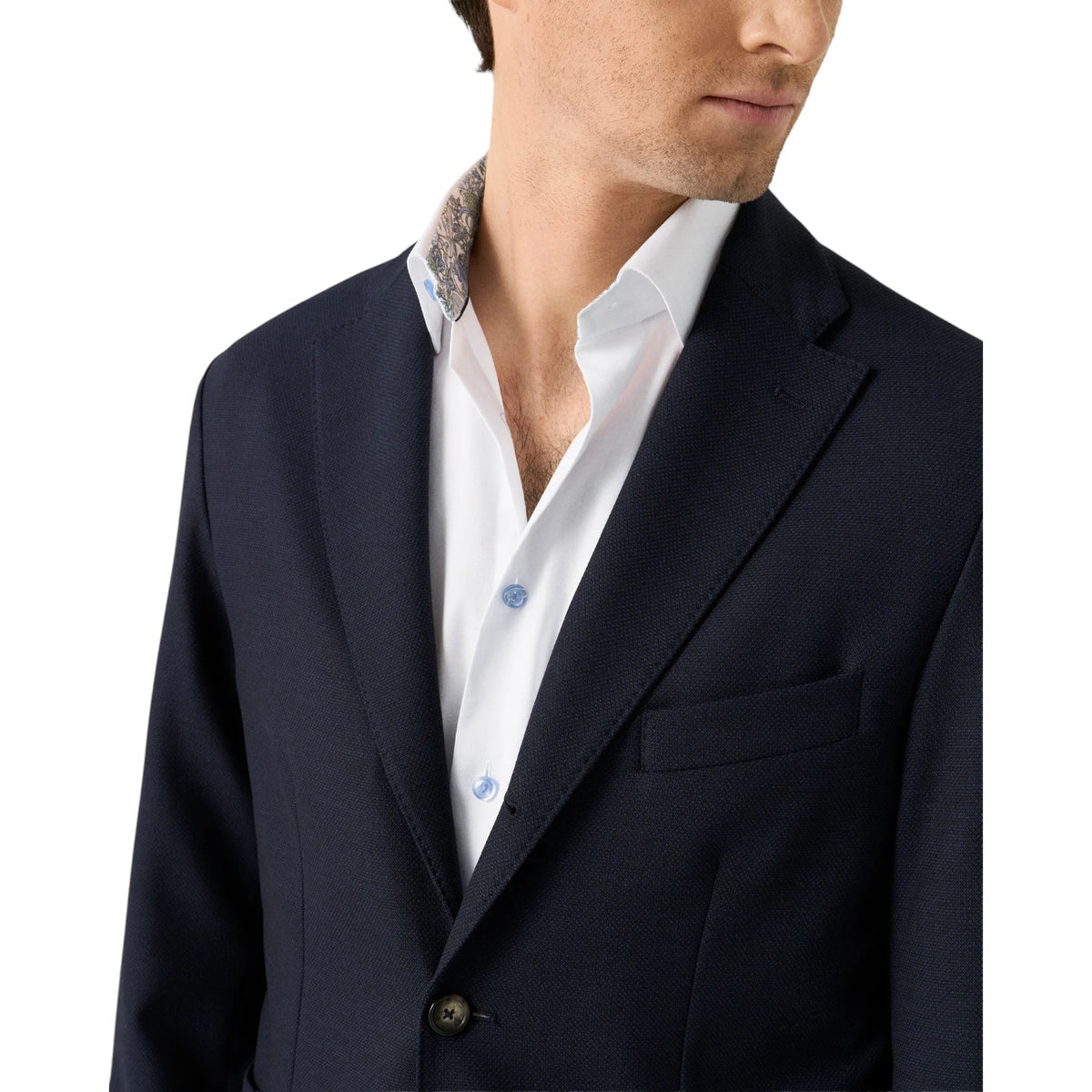 Eton White Floral Effect Signature Twill Shirt