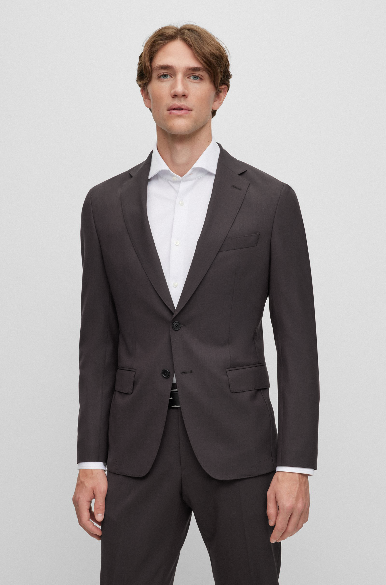 BOSS Slim-Fit Suit in Melange Stretch Wool 50502500-350 – J&Z Couture