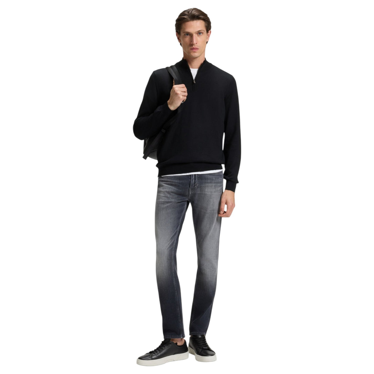Hugo Boss Zip-neck sweater in virgin wool 50528300