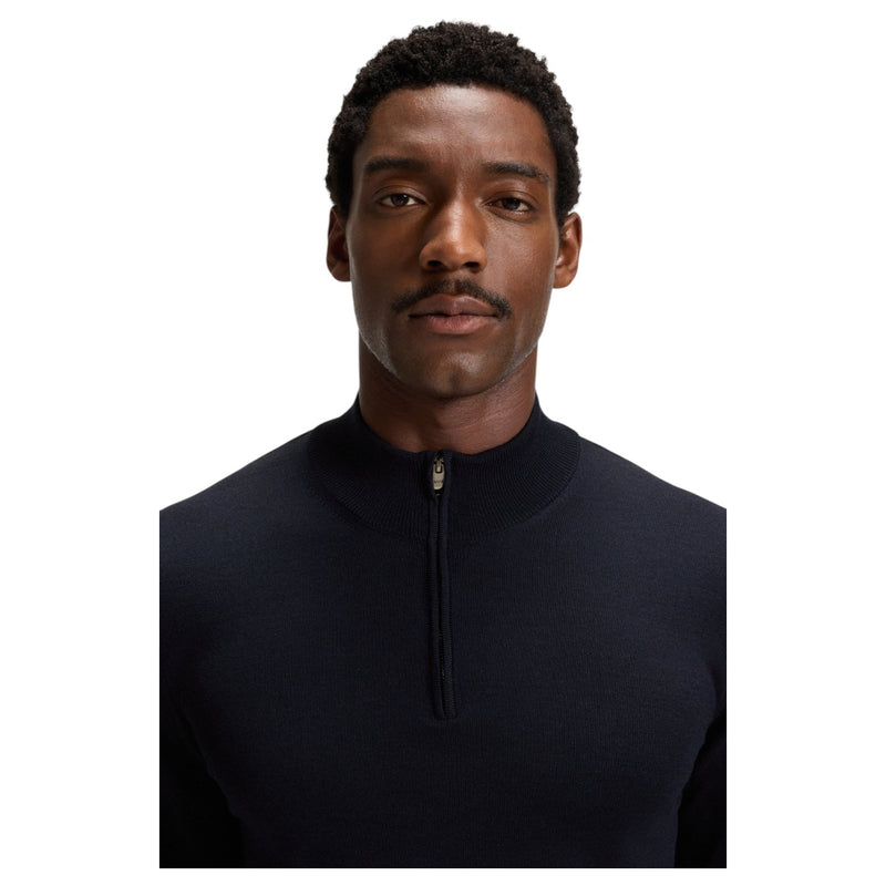 Hugo Boss Zip-neck sweater in virgin wool 50528300