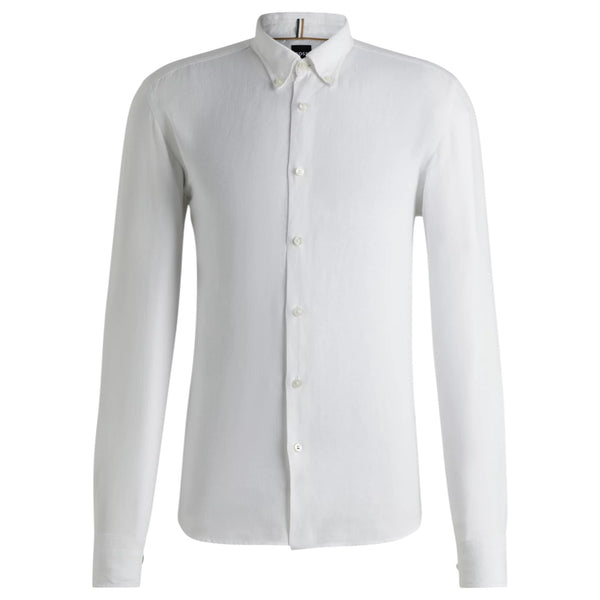 BOSS Men's White Linen Shirt Hugo Boss  50529137 100
