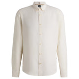 BOSS Men's Light Beige Linen Shirt Hugo Boss  50529137 131