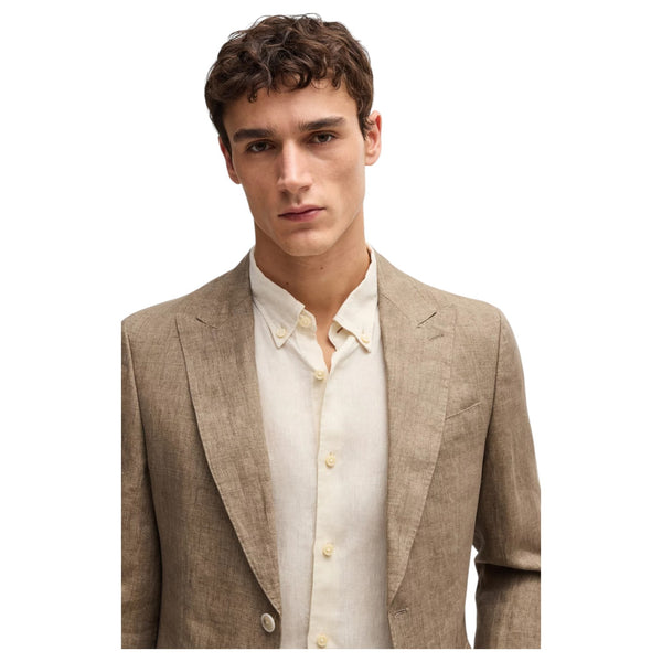 BOSS Men's Light Beige Linen Shirt Hugo Boss  50529137 131