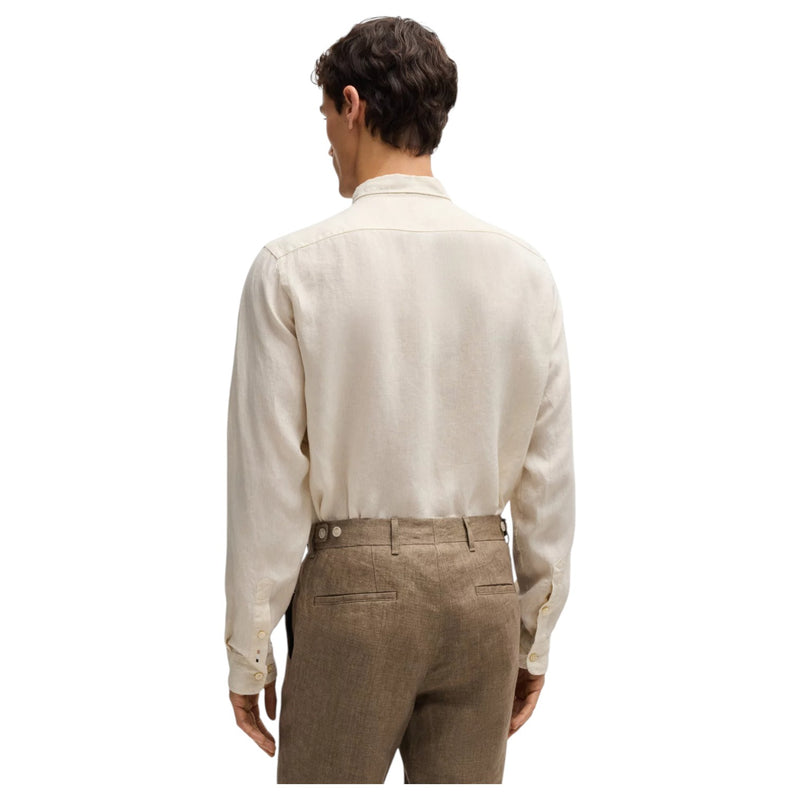 BOSS Men's Light Beige Linen Shirt Hugo Boss  50529137 131