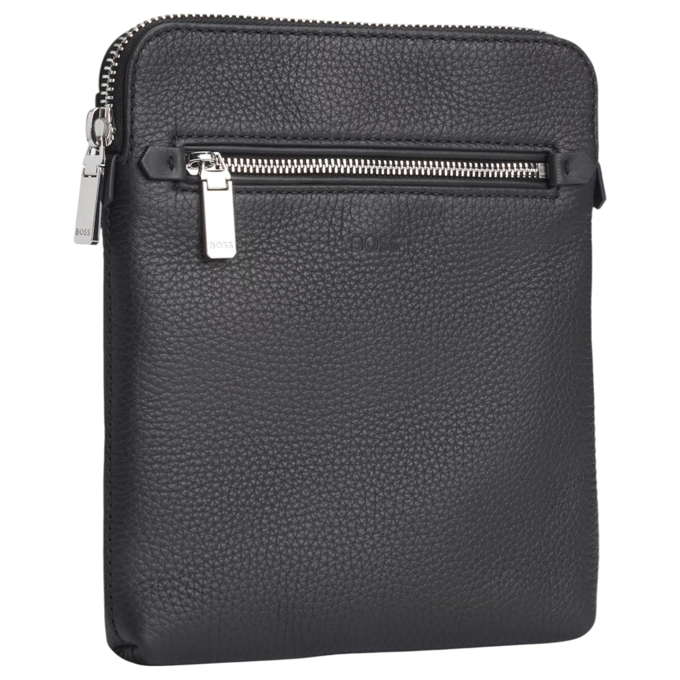 Hugo Boss Envelope Bag In Grained Italian Leather With Embossed