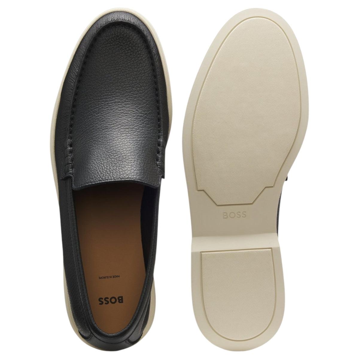 BOSS Men's Sienne Grained-Leather Loafers  50536173-001