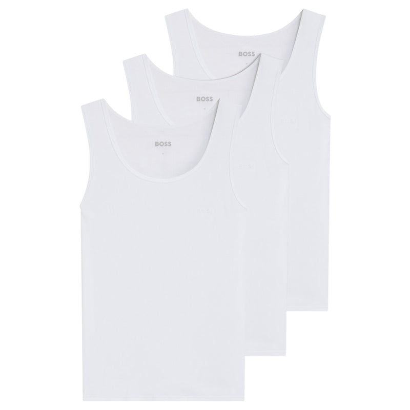Boss Three-Pack Of Embroidered-Logo Tank Tops In Cotton