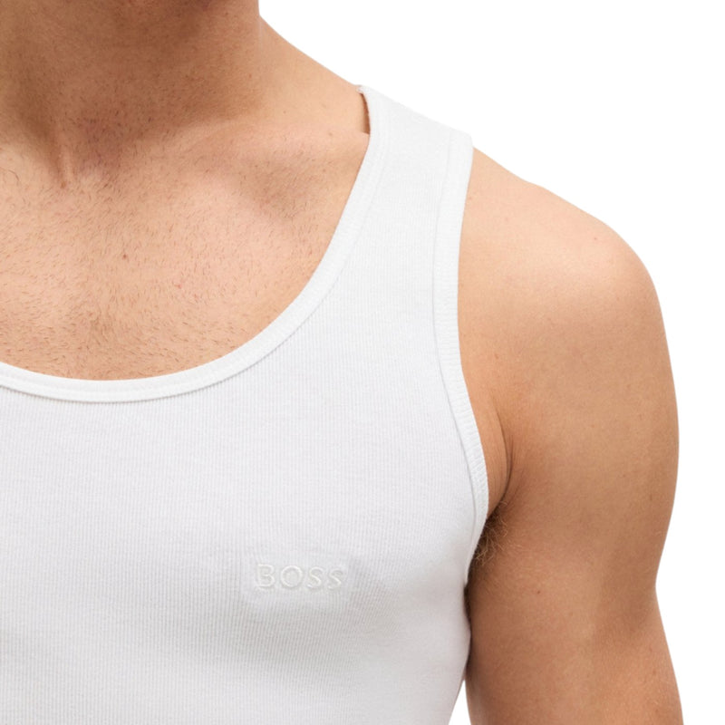 Boss Three-Pack Of Embroidered-Logo Tank Tops In Cotton