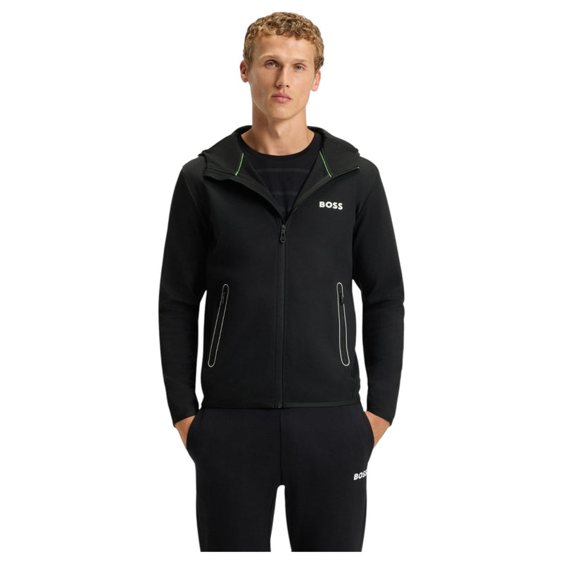 Boss Active Stretch-Gabardine Zip-Up Hoodie With Pants Thermoregulating Technology