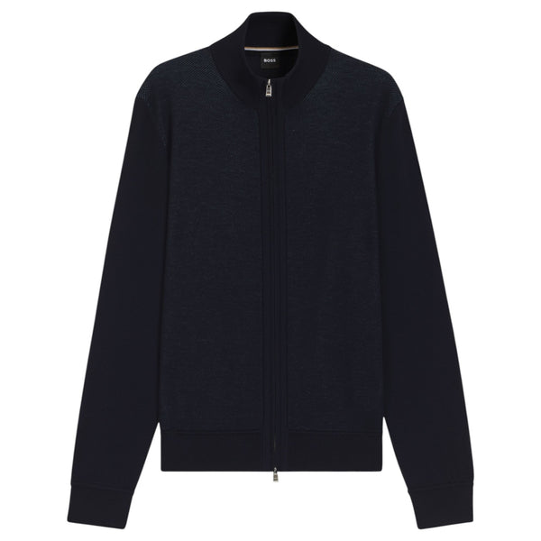 Boss Zip-Up Cardigan In Virgin Wool  50543153