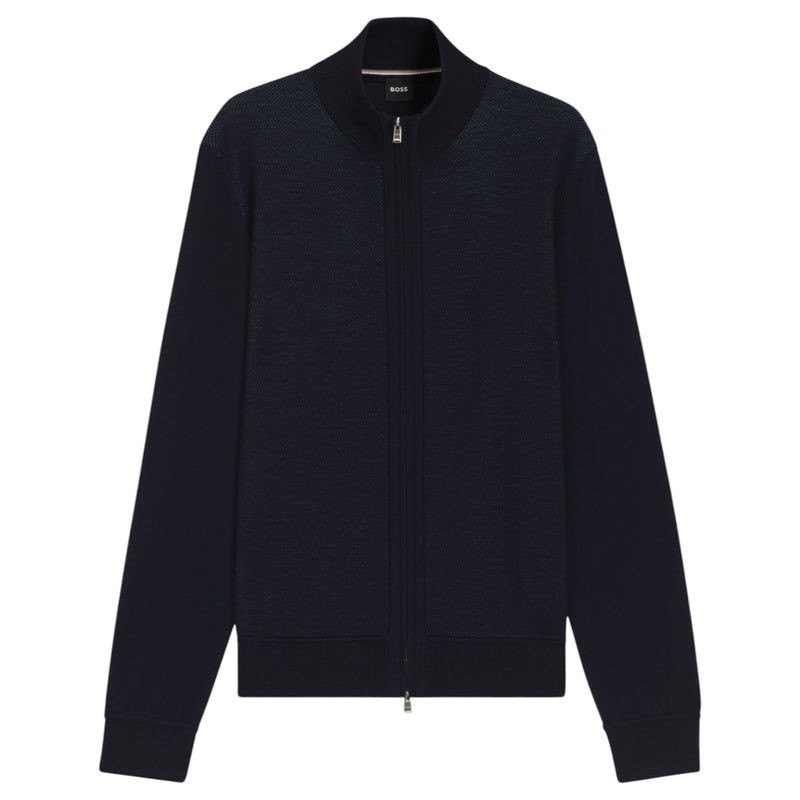 Boss Zip-Up Cardigan In Virgin Wool  50543153