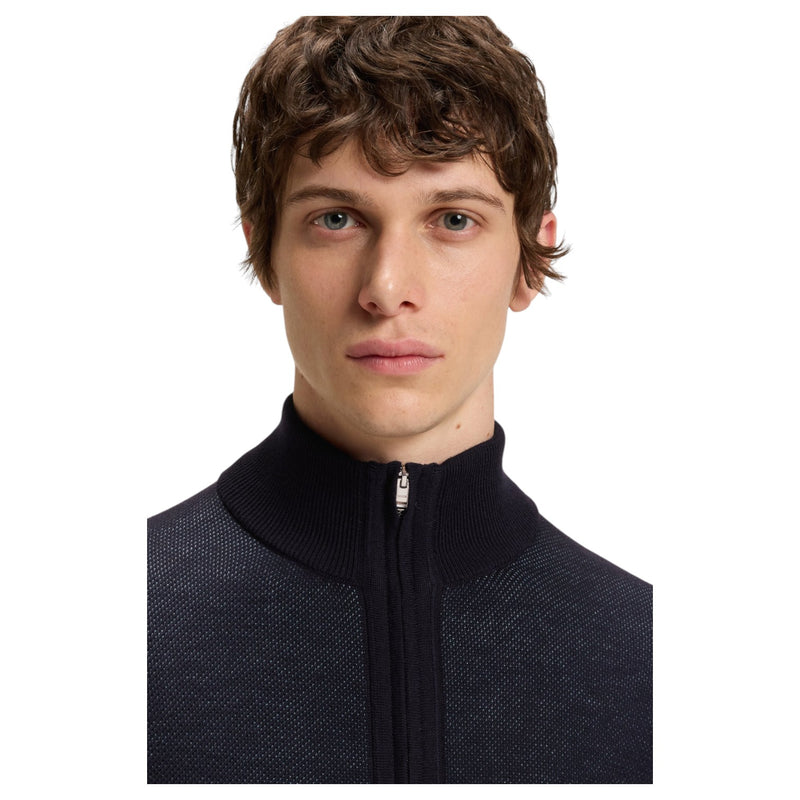 Boss Zip-Up Cardigan In Virgin Wool  50543153