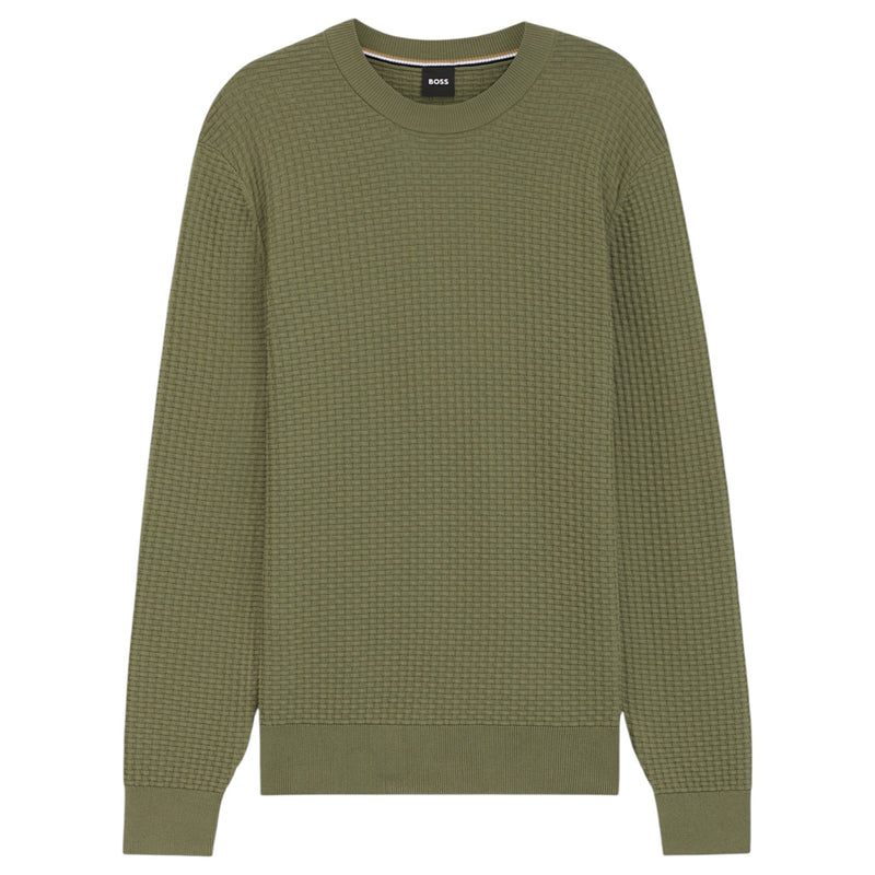 Boss Cotton Sweater With Knitted Structure