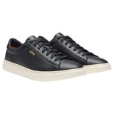 BOSS Men's Kieran Grained-Leather Sneakers with Gold Logo