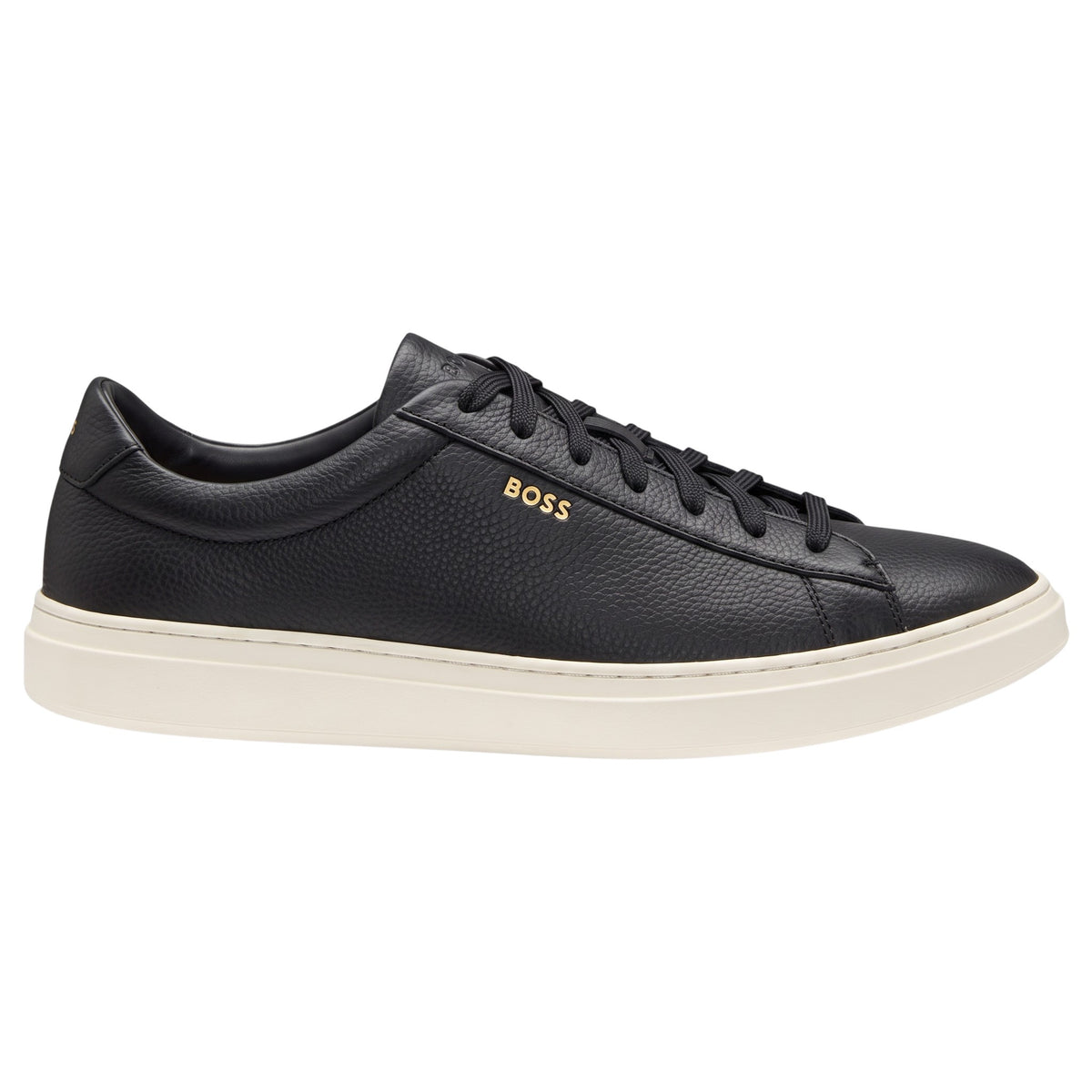 BOSS Men's Kieran Grained-Leather Sneakers with Gold Logo