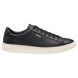BOSS Men's Kieran Grained-Leather Sneakers with Gold Logo