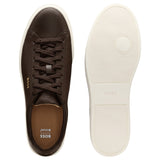 BOSS Men's Kieran Grained-Leather Sneakers with Gold Logo