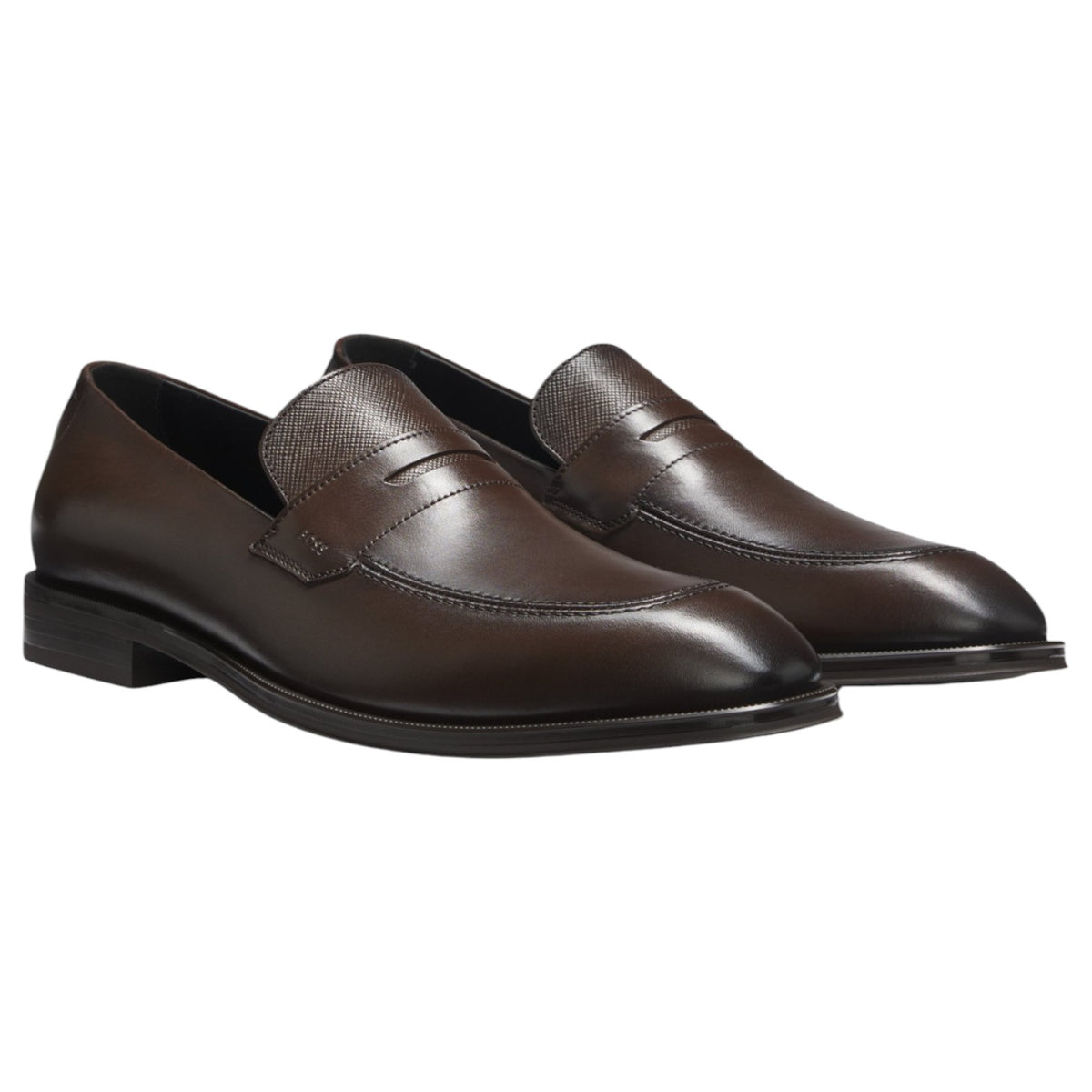 BOSS Leather Loafers With Textured Tongue