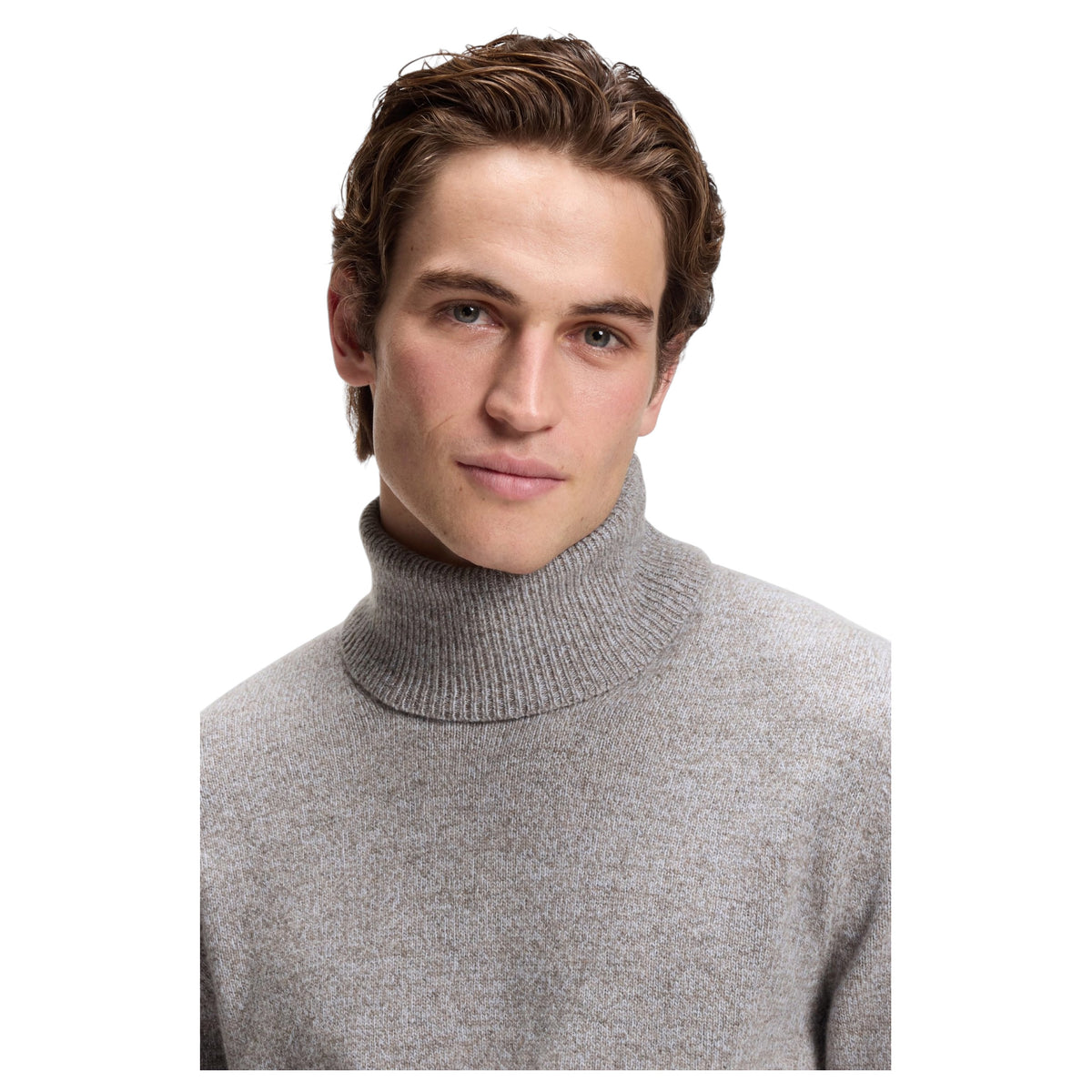 BOSS Men’s Virgin Wool Mouline Knit Rollneck Sweater  50570653