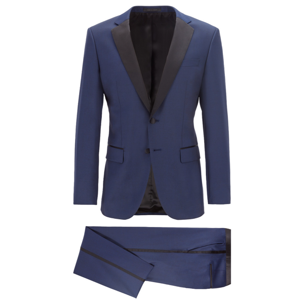BOSS Slim-Fit Tuxedo in Virgin Wool with Silk Trims-Blue  50400489-401