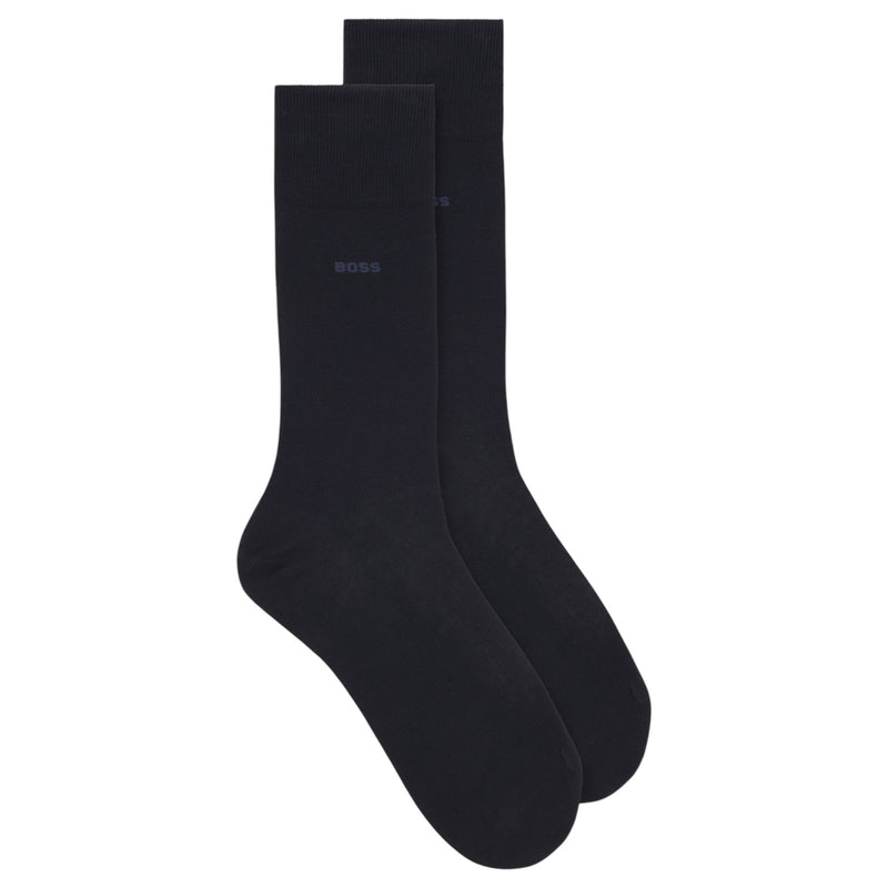 BOSS Logo-Embroidered Cotton Socks-Black/Navy 50469857