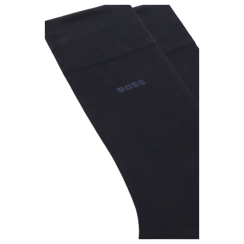BOSS Logo-Embroidered Cotton Socks-Black/Navy 50469857