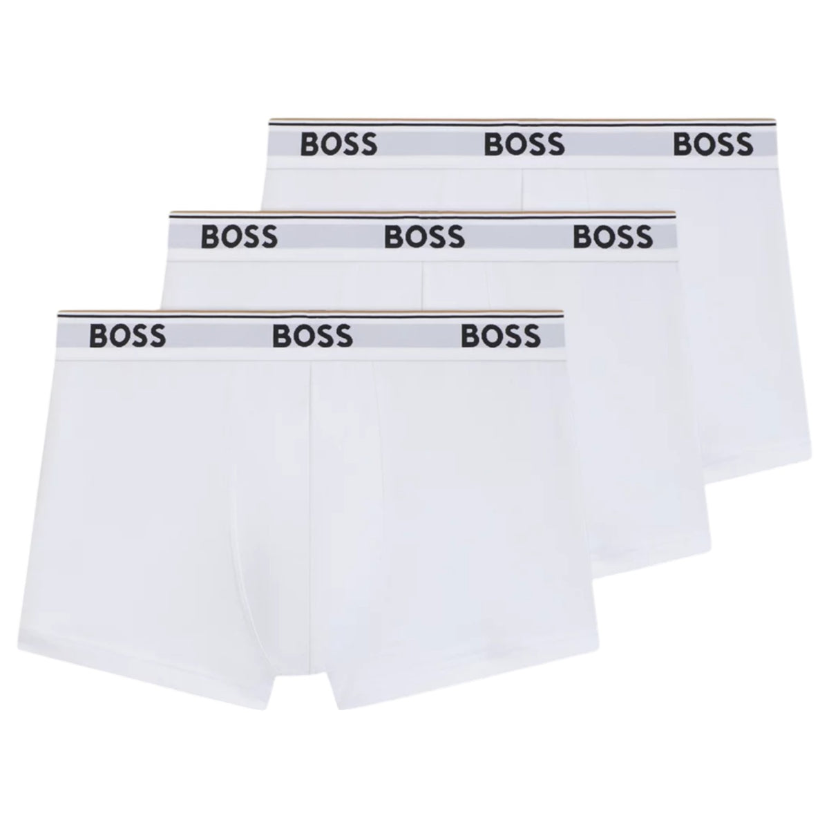 Boss Three-pack of stretch-cotton trunks with logo waistbands  50475274