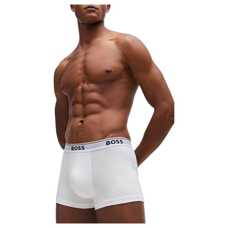 Boss Three-pack of stretch-cotton trunks with logo waistbands  50475274