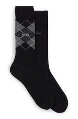 BOSS Two-Pack of Regular Length Socks in a Cotton Blend - Black 50478352-001