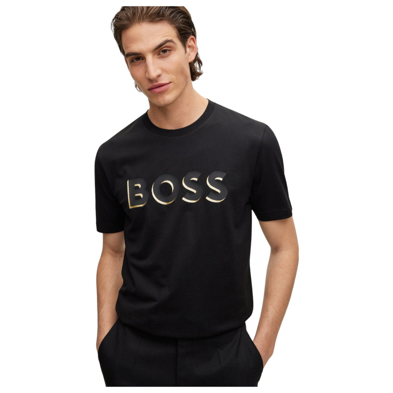 BOSS Black Cotton-Jersey Regular-Fit T-Shirt with Printed Logo  50481611-001