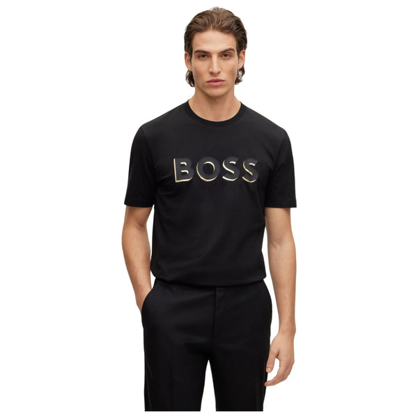 BOSS Black Cotton-Jersey Regular-Fit T-Shirt with Printed Logo  50481611-001