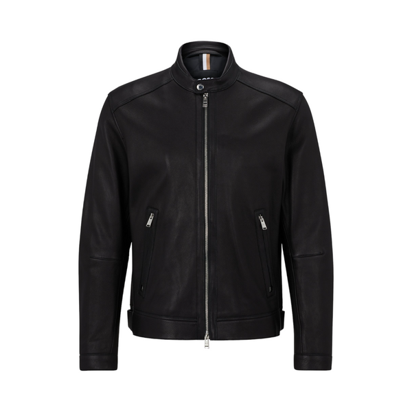 BOSS Regular-Fit Lamb Leather Jacket in with Stand Collar 50493935-001
