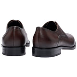 BOSS Dark Brown Grained Leather Derby Shoes with Cap Toe  50500338-203