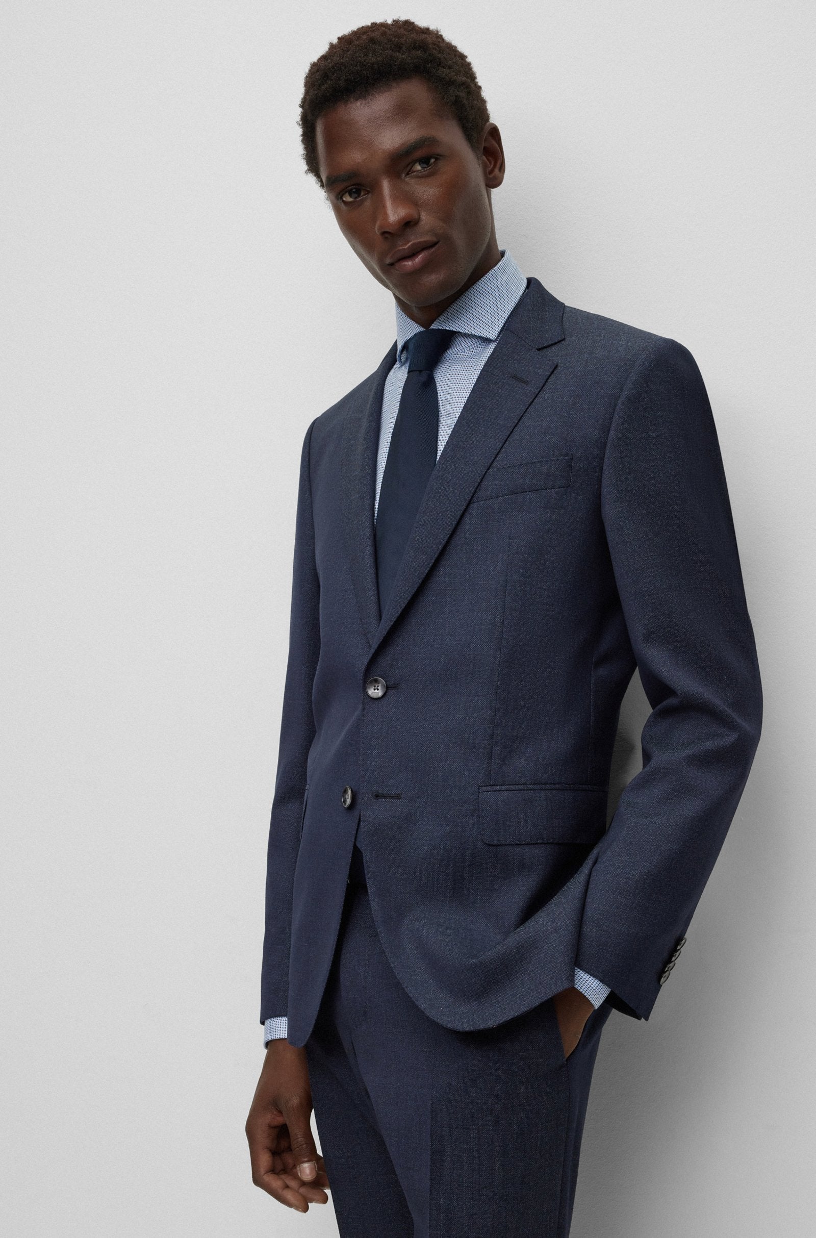 BOSS Slim-Fit Suit in Virgin Wool with Signature Lining - Dark