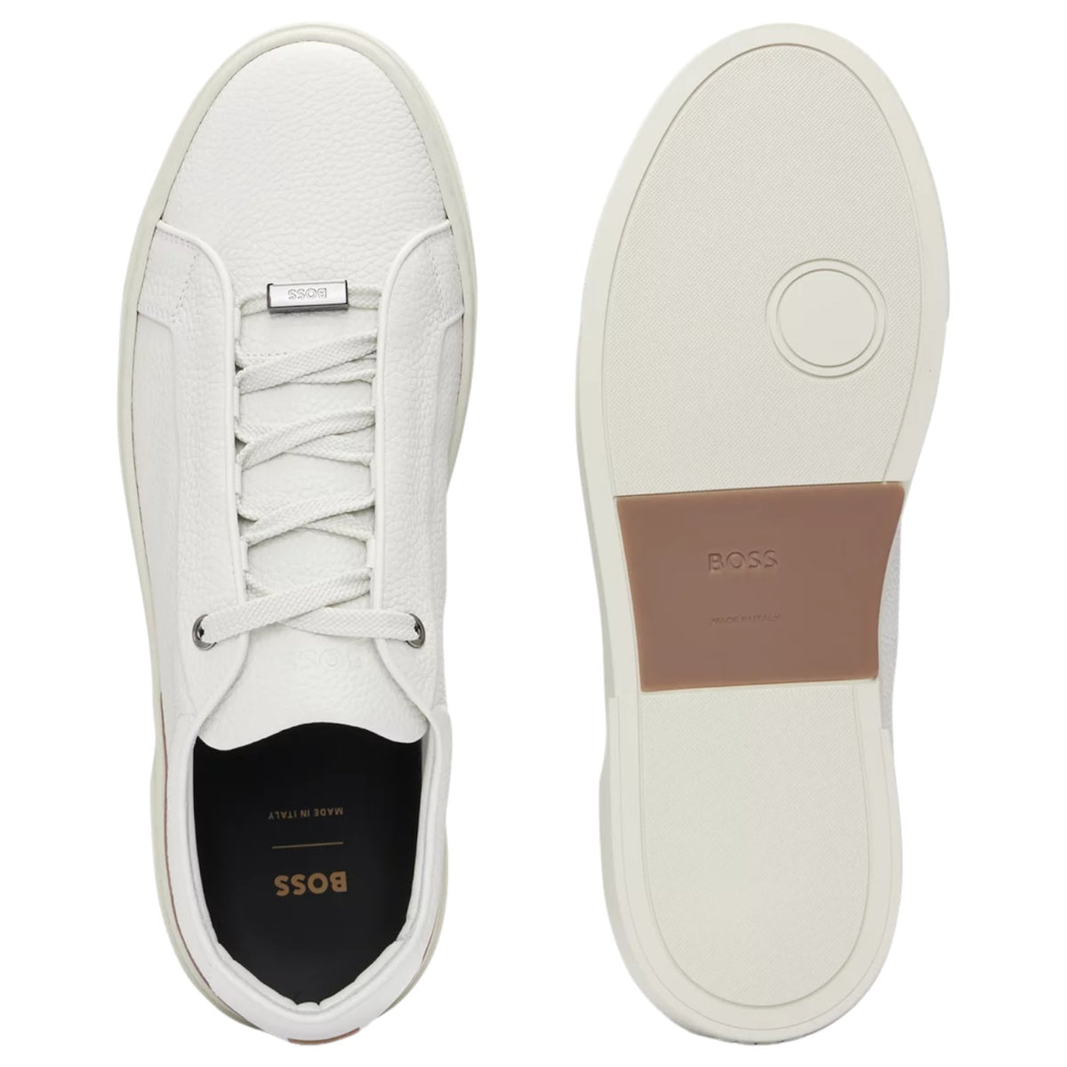 BOSS Grained-Leather Trainers With Contrasting Details White 50504331-112