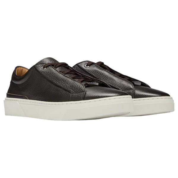 BOSS Grained-Leather Trainers With Contrasting Details Dark-Brown 50504331-203