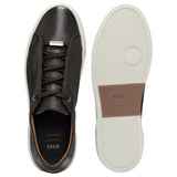 BOSS Grained-Leather Trainers With Contrasting Details Dark-Brown 50504331-203