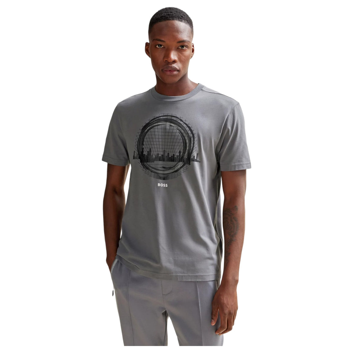 Stretch-Cotton Regular-Fit T-Shirt With Seasonal Artwork In Grey 50506372 036