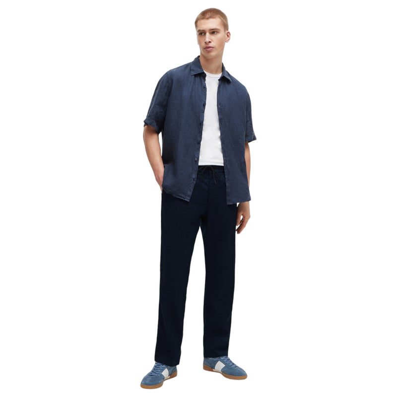 HUGO BOSS Tapered-Fit Trousers In a Linen Blend  50510867 404