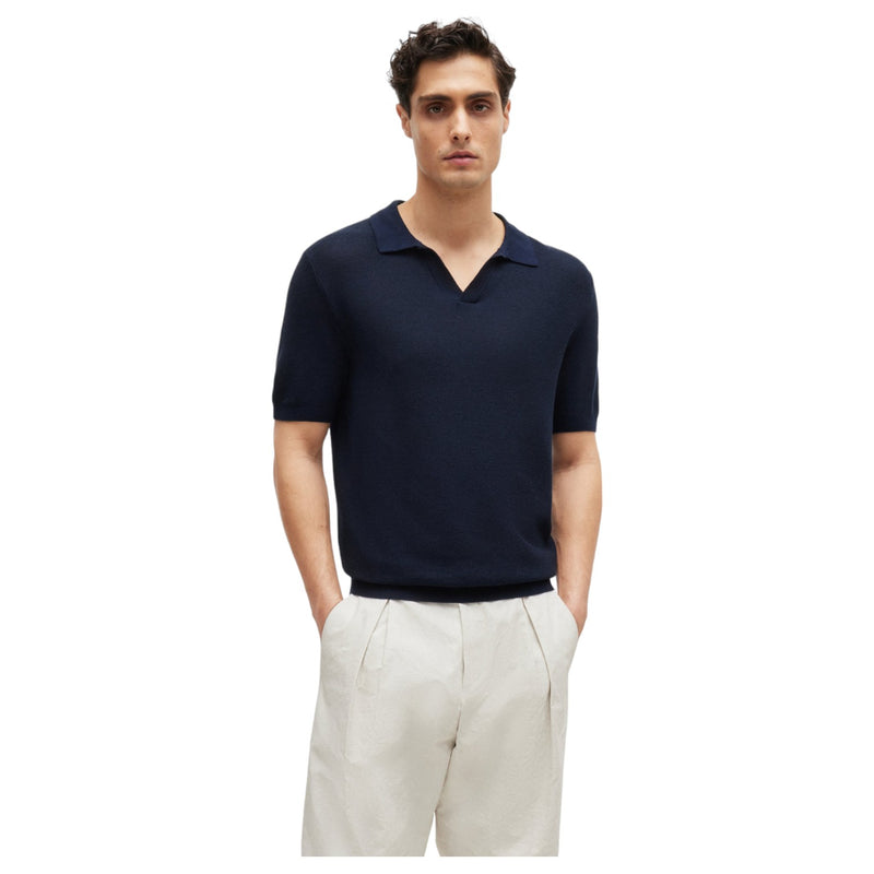 HUGO BOSS Polo Sweater With Open Collar